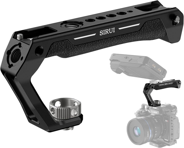 SIRUI Top Handle with 3/8"-16 Locating Pins Mount for ARRI, Camera Cage Silicone Top Handgrip with Cold Shoe
