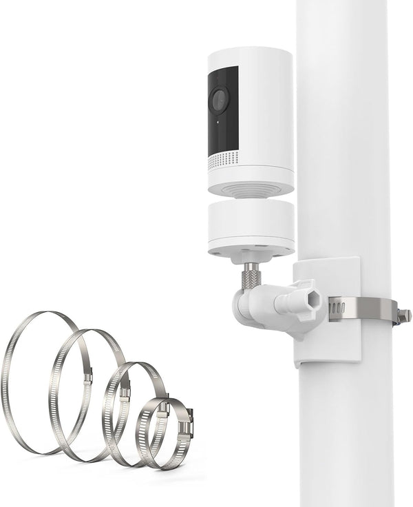 Pole Mount Bracket for Pan Tilt Camera - Multifunctional Winding Installation (1 Pack, White)