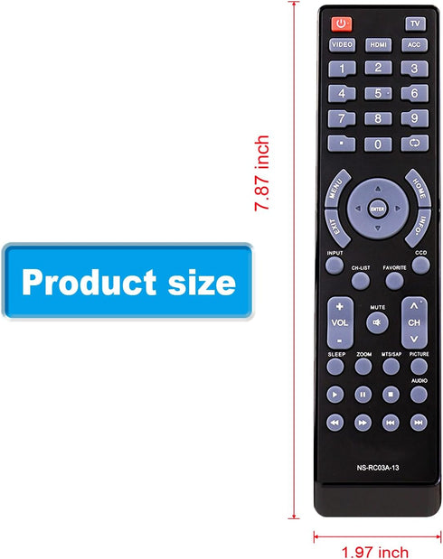 NS-RC03A-13 Replace Remote Control Sub NS-RC05A-11 for Insignia TV Models NS-32L120A13, NS-40L240A13, and more