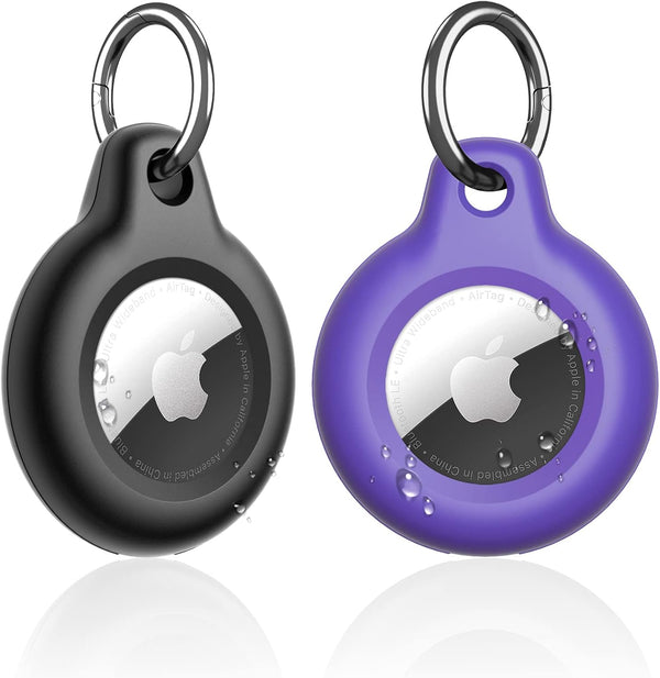 Supfine Waterproof Airtag Holder, 2 Pack Air Tag Keychain, Full Body Protective Case with Key Ring for Apple Tags,