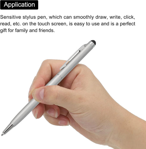 MECCANIXITY 12pcs 2 in 1 Universal Capacitive Stylus Pens for Touch Screens, Black Ink Ballpoint Pen with Stylus Tip