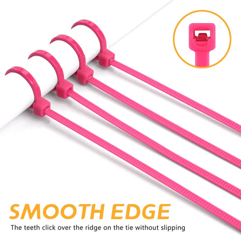 BOROLA Colorful Cable Zip Ties, 100 Packs Self Locking Wire Ties for Home, Office, Garage (Pink, 8 Inch)