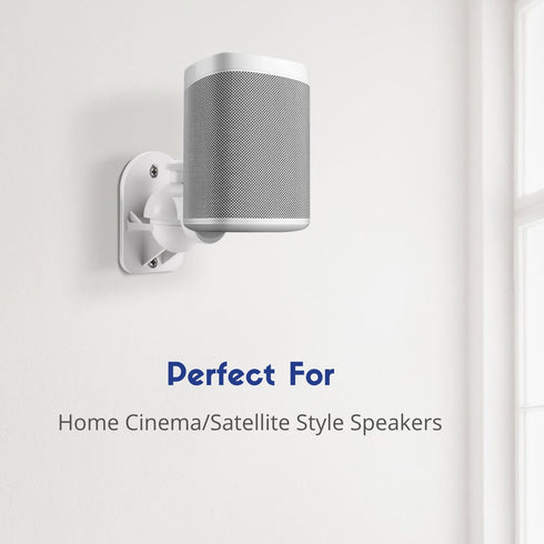 TNP Universal Satellite Speaker Wall Mount Brackets, Stylish White Finish with Adjustable Swivel & Tilt for Home