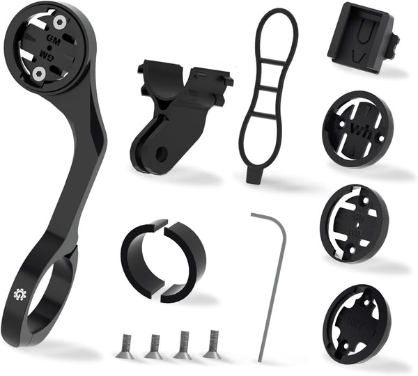Out Front Bike Combo Mount for Garmin Edge Wahoo Elemnt Computer, Extended Cycling Mount for Bryton Cateye GoPro