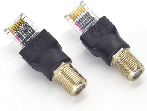2PCS RF to RJ45 Converter Adapter, F Female to RJ45 Male Coaxial Barrel Coupler Connector