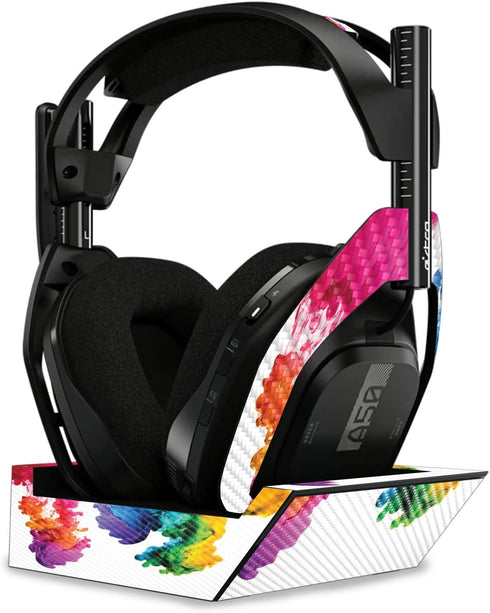 MightySkins Carbon Fiber Skin - Aqua Paint for Astro A50 Wireless Headphones + Base Station (Gen 4) | Durable Finish