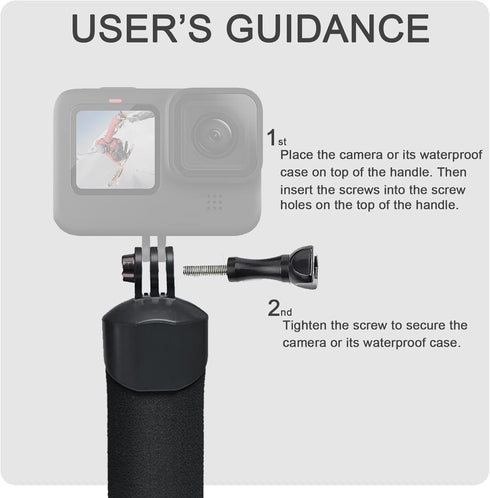 FitStill Waterproof Monopod Floating Hand Grip for GoPro Hero 4-13, DJI Osmo, Action Camera Snorkeling Underwater Pole