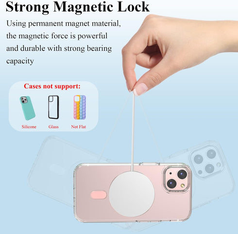 Universal MagSafe Ring, 2 PCS Magnetic Adapter Ring for Magsafe Accessories & Wireless Charging for iPhone 15/14/13