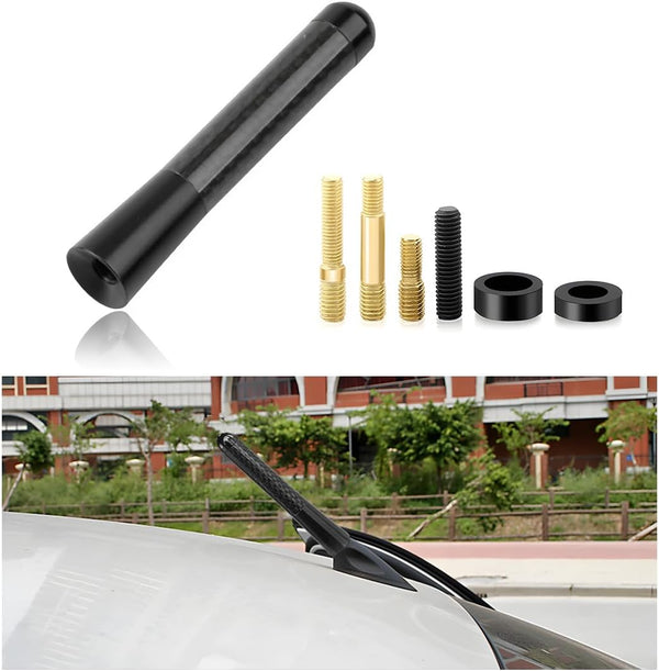 Wevdn Short Car Antenna, 3.11" Aluminium Alloy Carbon Fiber Stereo Radio Signal Receiver,