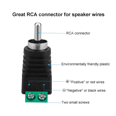 RCA to Speaker Wire Adapter, 10Pcs RCA to AV Screw Terminal Connector, Solderless Converter for Audio/Video