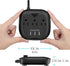 Power Strip with 3 Outlets and 3 USB Ports, Desktop Charging Station with 5 ft Extension Cord - Black