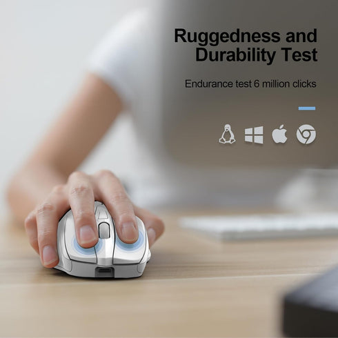 TECKNET Rechargeable Wireless Mouse, 2.4G Silent Mouse, 6 Adjustable DPI, Ergonomic Cordless Mouse for Laptop, White