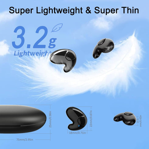 Invisible Sleep Wireless Earphone, Sleeping Earbuds for Side Sleepers with Built-in Mic, Type-C Fast Charging Case