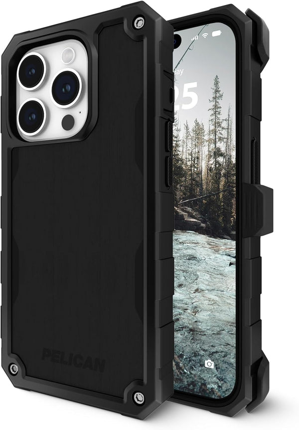 Pelican Shield Case for iPhone 15 Pro Max - 21FT MIL-STD Drop Protection, Magnetic Charging with Belt Clip