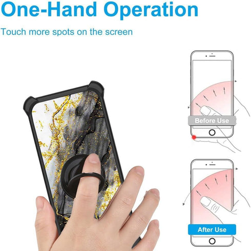 BLU VIEW5 Case Cover for Blu View 5 Phone, Hard PC + Soft Silicone, Gold Glitter + Luminous, Ring Support