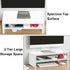 2 TEAMIX Tier White Monitor Riser Stand, Wood Desktop Stand with storage for Laptop/PC/Printer/Keyboard, TV Stand Shelf