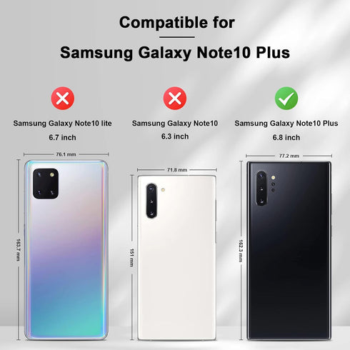 Flip Wallet Case for Samsung Galaxy Note 10 Plus,Leather Magnetic Folio Cover with Card Holder,Kickstand - TPU Shockproof Durable Protective Phone Case,Black