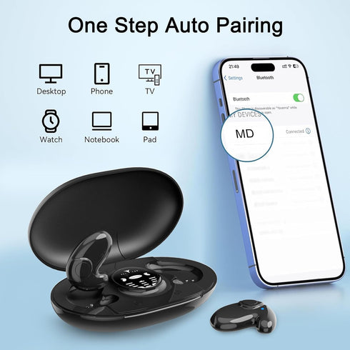 Invisible Sleep Wireless Earphone, Sleeping Earbuds for Side Sleepers with Built-in Mic, Type-C Fast Charging Case
