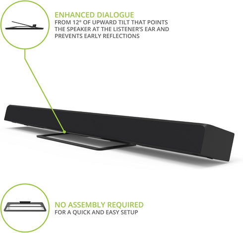 Kanto S10 Low-Profile Angled Sound Bar and Center Channel Speaker Stand for Home Theater, Black