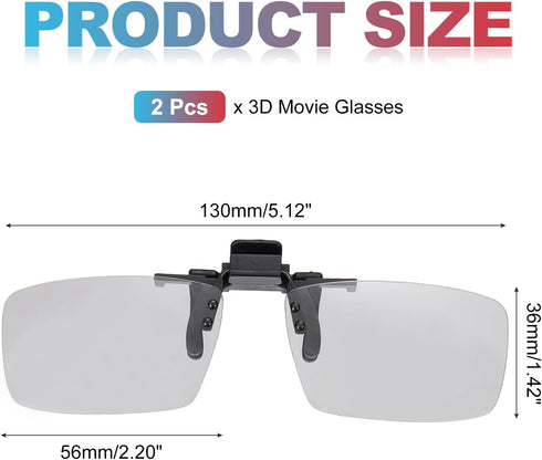 3D 3D MECCANIXITY Polarized Clip-on Glasses, Passive Circular Viewing Glasses Frame for Anaglyph Movies Theater Games