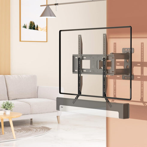 WALI Sound Bar Mount Bracket for Mounting Above or Under TV, Adjustable 3 Angled Extension Arm, Fits Most 23 to 65 Inch