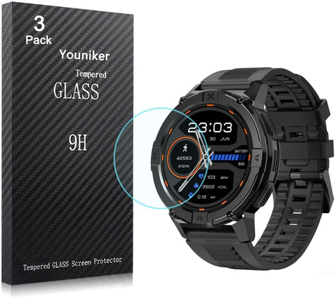 3 Pack Tempered Glass Screen Protector for Carbinox X-Ranger Smart Watch, Anti-Scratch Foils Glass