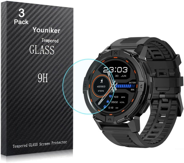 3 Pack Tempered Glass Screen Protector for Carbinox X-Ranger Smart Watch, Anti-Scratch Foils Glass