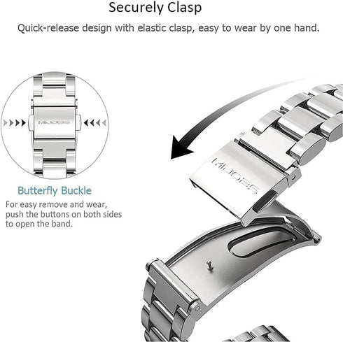 MIJOBS Strap for Xiaomi Mi Band 6 Mi Band 5, Metal Strap Compatible with Mi Band 4 Mi Band 3