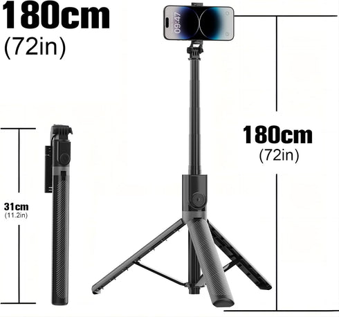 MOLEKSDAL 71 360 Portable and Extendable Phone Tripod & Selfie Stick, with Wireless Remote Control and Rotation, Ideal