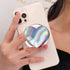 FEZXUNC Compatible with Magsafe Clear Heart Shape Blue Purple Marble Collapsible Mobile Phone Grip Magnetic Stand