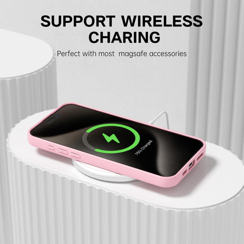 iPhone 15 Pro Max Case, Pink Silicone Glossy Soft Rubber Gel Protective Cover for Women Girl, Slim Shockproof