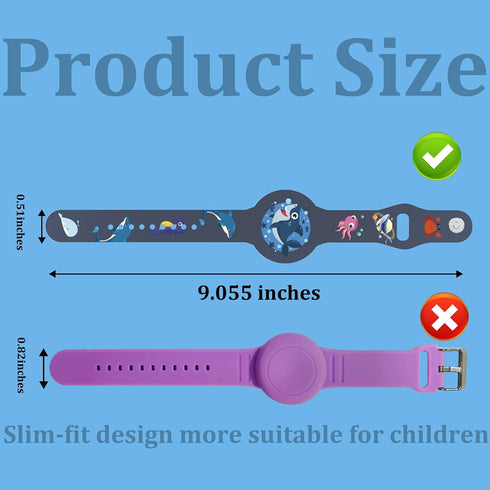 2 Pack AirTag Bracelet for Kids, Waterproof Cute Cartoon Holder with Soft Silicone Anti-Lost Wristband Accessories