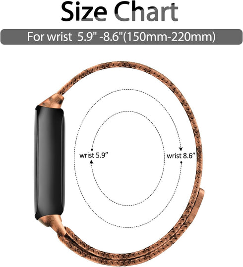 for Fitbit Inspire 3 Bands, Adjustable Stainless Steel Metal Mesh Loop Replacement Straps for Fitness Tracker