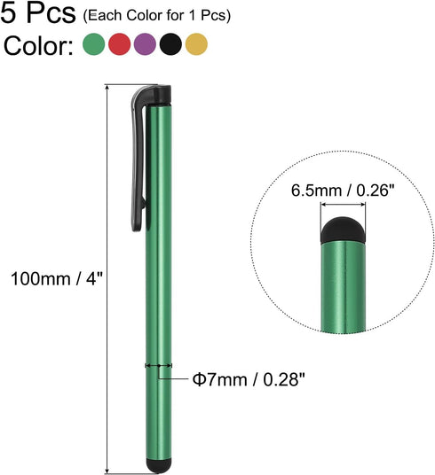 MECCANIXITY 5pcs Stylus Pens for Touch Screens Universal Capacitive Stylus Pencil for Phone Tablet All Capacitive Touch Screen Device, Black Gold Purple Red Green