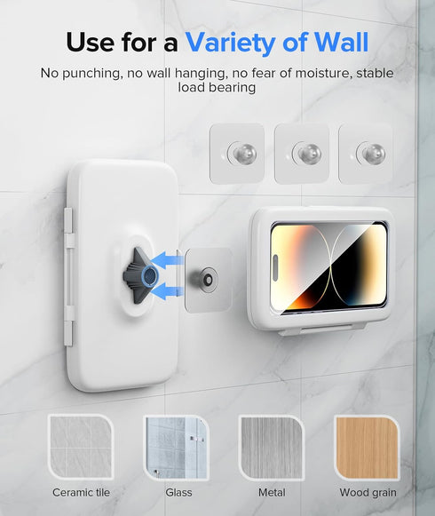 LC-dolida Waterproof Shower Phone Holder Case Mount for Bathroom, 480 Rotation, Compatible with iPhone 15 14 13 12 11