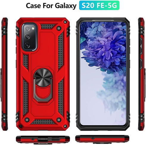 Galaxy S20 FE Case with HD Screen Protector, Military Grade Car Mount Kickstand Hybrid Hard PC Soft TPU Shockproof