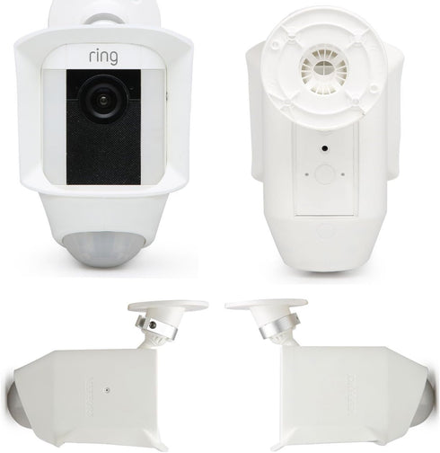 Silicone Skin Case Cover for Ring Spotlight Cam Battery or Solar, 2 Pack, White, UV Weather Protection