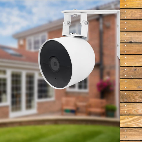 Metal Wall Mount Holder for Google Nest Cam Battery Indoor/Outdoor, 360 View Anti-Drop Bracket Mounting Kit - White