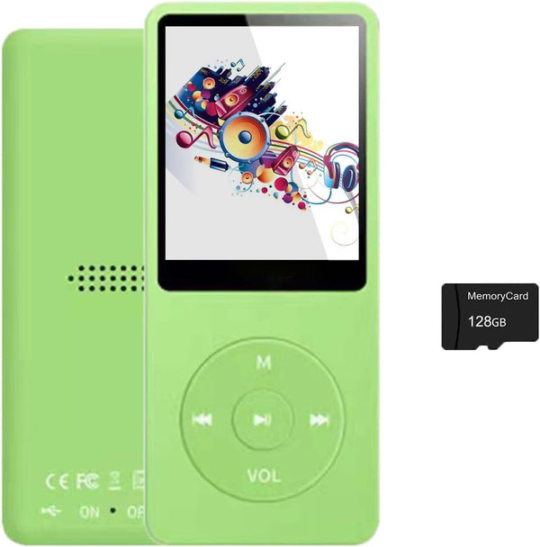 imkavery 128GB MP3 Player with Bluetooth 5.2, Portable Green Music Player for Kids