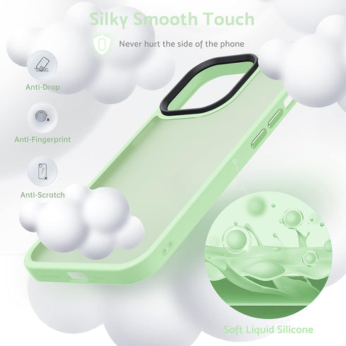 Anqrp Soft Silicone Slim Anti-Scratch Case for iPhone 13 Pro, 6.1 Inch, Support Wireless Charging, Light Green