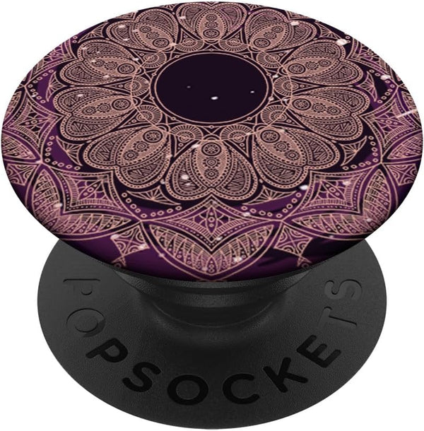 Rose Floral Mandala Galaxy Geometric Pattern PopSockets Standard PopGrip Zen Gift