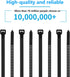 Eletoo 8 Inch (1200 Pack), 35 LBS PA66 Black Zip Ties Tensile Strength, Self-Locking Nylon UV Resistant Cable Ties