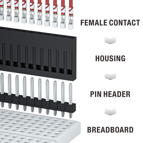 IWISS 1550PCS Dupont Connector Kit, 2.54mm Pitch Wire-to-Wire, Includes Pin Headers, Jumper Wire, Crimp Pins
