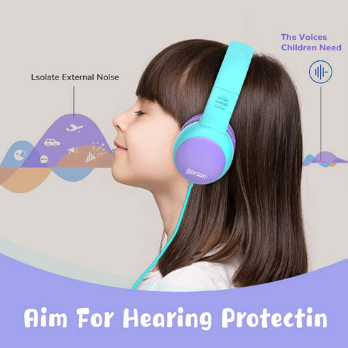gorsun Kids Headphones - Limited Volume Cat Ear Toddler Headphones, Wired Over Ear for Children
