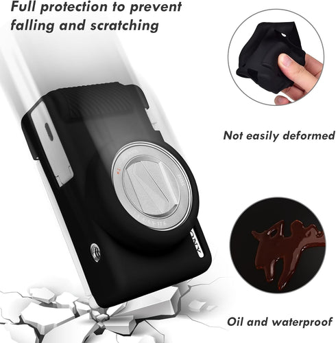 Rieibi ZV-1F Case, Soft Silicone Protective Case for Sony ZV1F/ZV-1M2/ZV-1 Mark II Vlog Camera, Lightweight Black