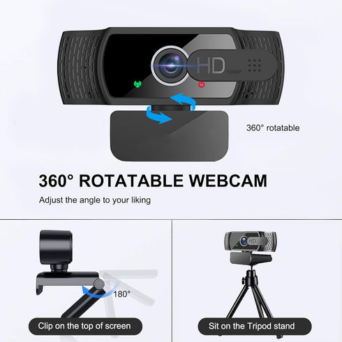skybess 1080P 110 HD Webcam, Live Stream Web Camera with Microphone and Privacy Cover - View USB Webcam for PC Zoom