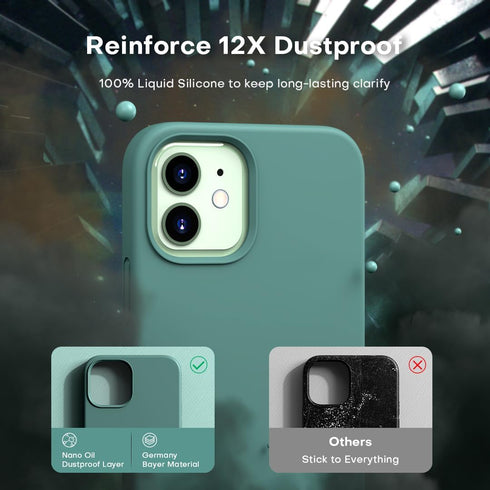 TOCOL Slim Silicone Case for iPhone 12/12 Pro 6.1 Inch, Precise Fit, Anti-Slip, Drop Protection, Midnight Green