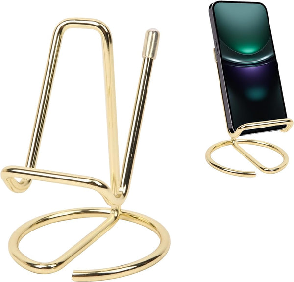 CREECHWA Phone Stand for Desk, Sturdy Metal Gold-Plated Phone Stand for Office Desk,