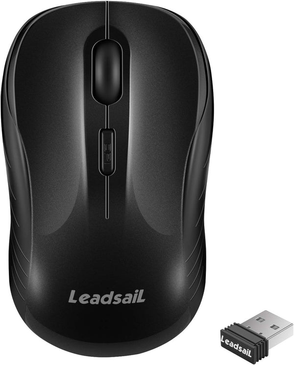 LeadsaiL Computer Wireless Mouse, 2.4G Ergonomic Portable Mobile Mouse, Cordless with USB Receiver, 3 Adjustable DPI