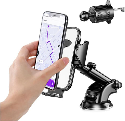 Ywdiml Car Phone Holders, 360 Adjustable Suction & Clip Vehicle Dashboard Windshield Air
